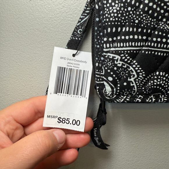 Vera Bradley Stellar Paisley Print RFID 3 In One Crossbody Bag Purse - Picture 3 of 9